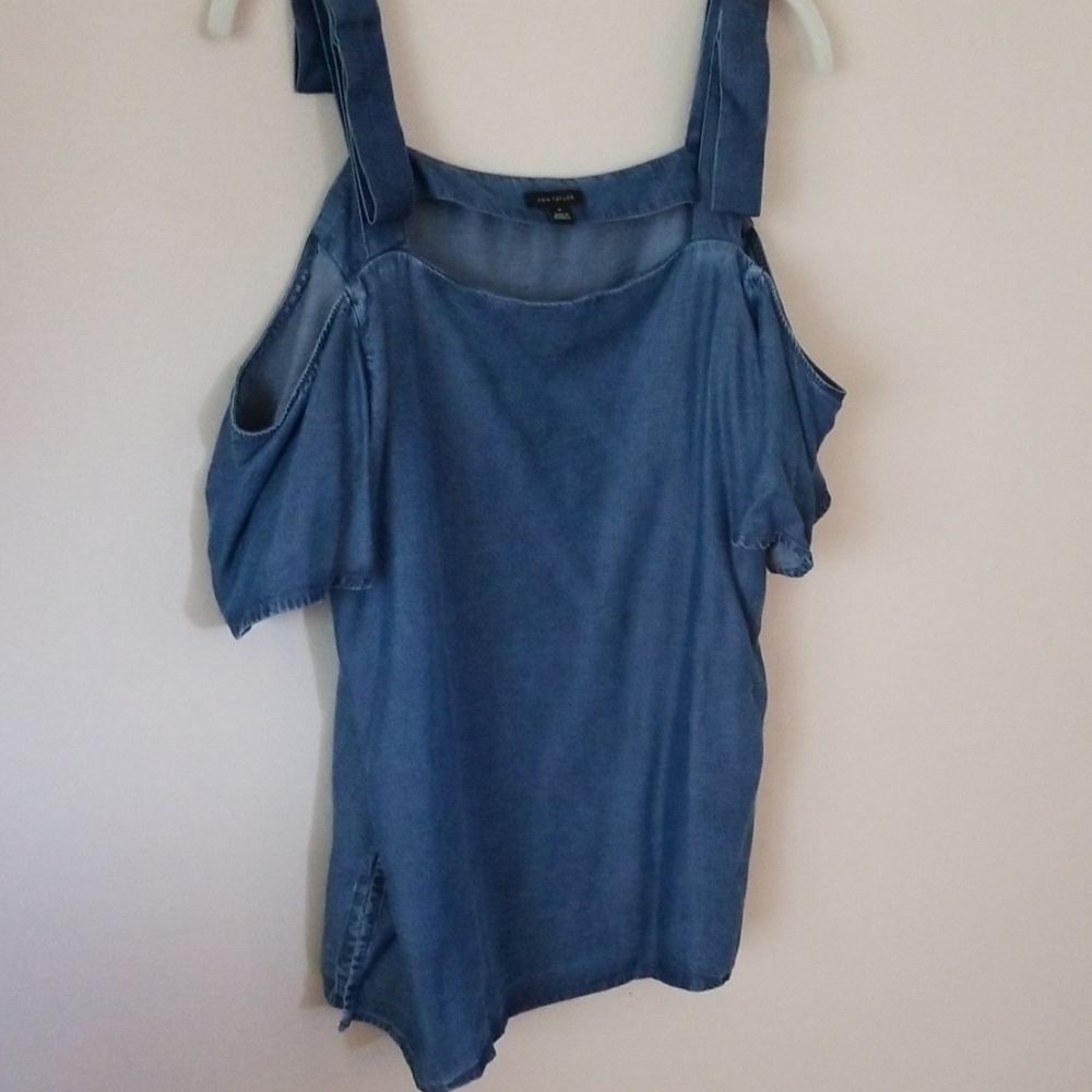 Chambray denim top Ann Taylor